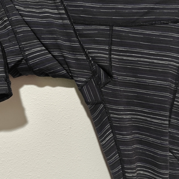 Lululemon Leggings Size 6 Pace Rival Crop 22" W6G64S Stripe Naval Blue Black - Picture 7 of 10